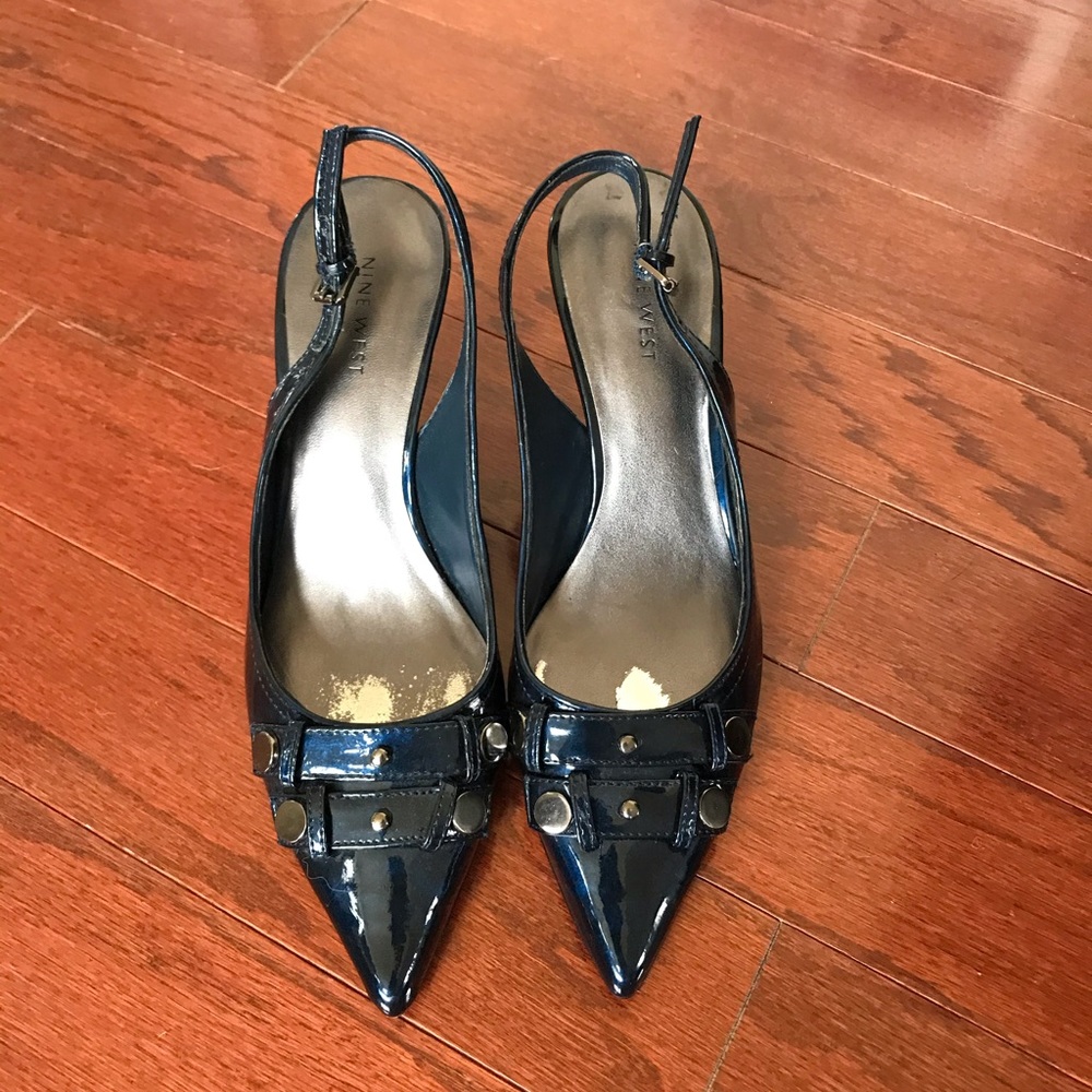 Blue patent leather size 7 heels
